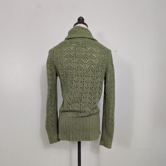 Old Navy Sweater Size M Green Y2K Shawl Collar Chunky Twilightcore Elena Bella - Picture 3 of 12